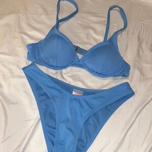 Xhilaration Blue Ribbed Bikini Set Size 4